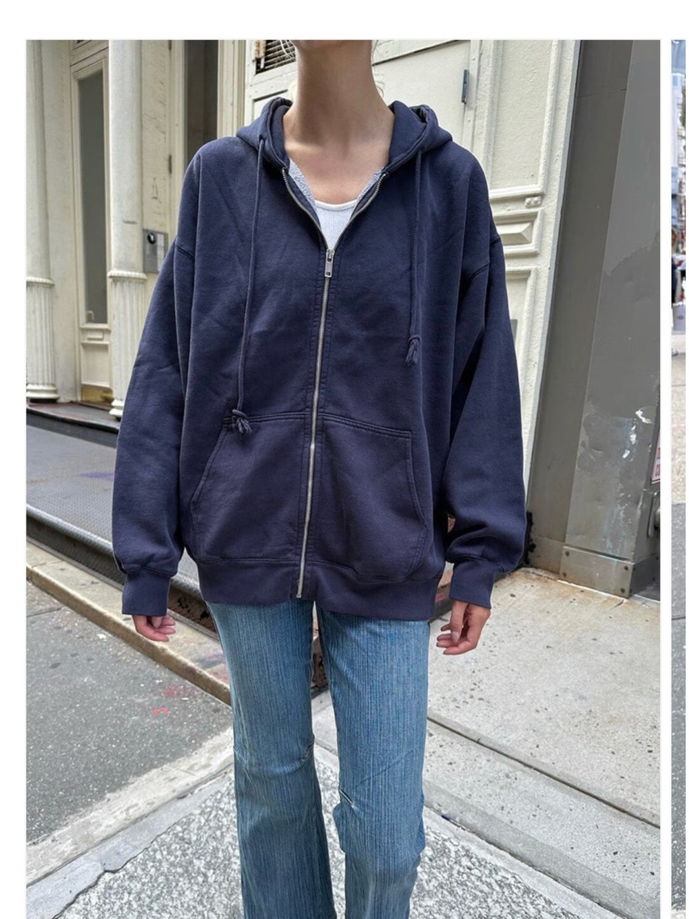Brandy Melville Navy Zip-Up Hoodie